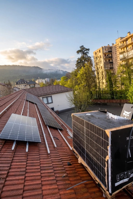 solaire pose panneau toiture gap Début de pose des panneaux solaires sur la toiture de l'établissement scolaire à Gap, chantier Sérénit'Aix en cours d'installation